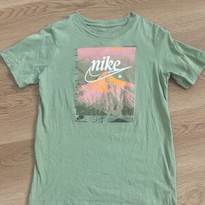 Nike Kids Olive Tee with Vibrant Graphic